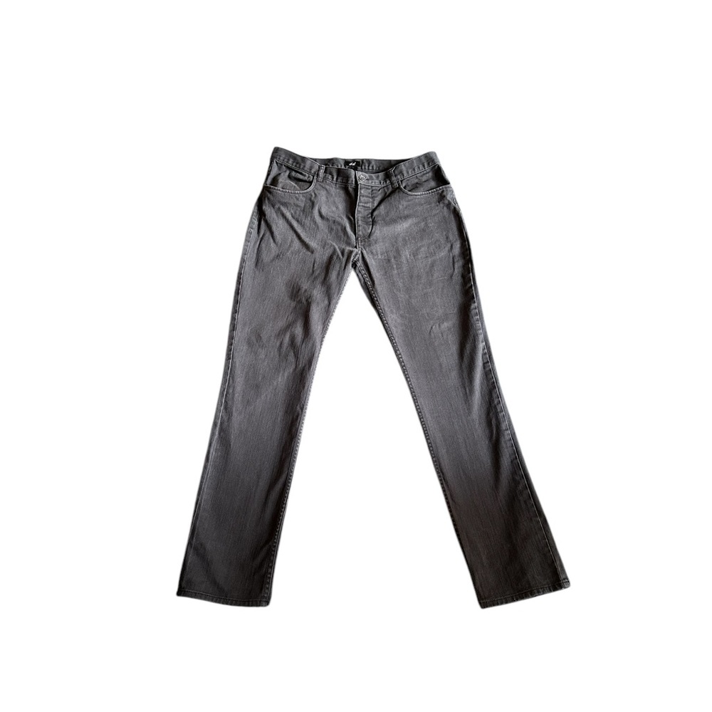 H&M MENS GRAY WASHED DENIM JEANS STRAIGHT LEG SZ 34/31